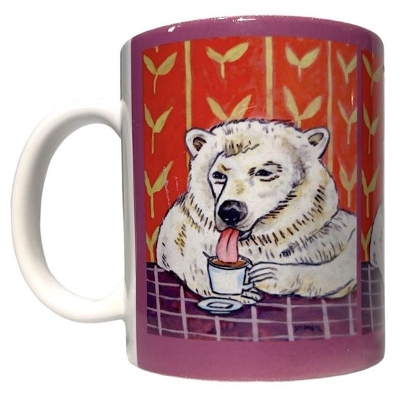 Polar Bear At The Coffee Shop Coffee Mug Art By Jay Schmetz Pet Art Drinkware - Picture 2 of 8